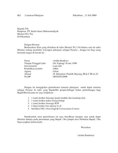 Contoh Surat Lamaran Kerja Ke Zoya