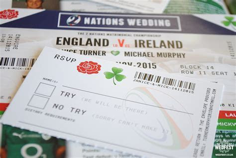 Ireland vs England Rugby Ticket Wedding Invitations WEDFEST Ireland vs England Rugby Ticket Wedding Invitations WEDFEST