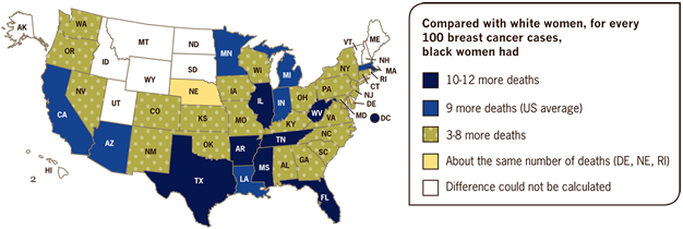 Number of Additional Breast Cancer Deaths Among Black Women, By State