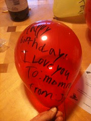 Every one of my birthday balloons filling the living room had a msg on it