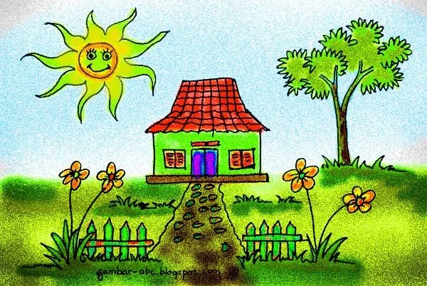 Menggambar Dan Mewarnai Rumah Tingkat