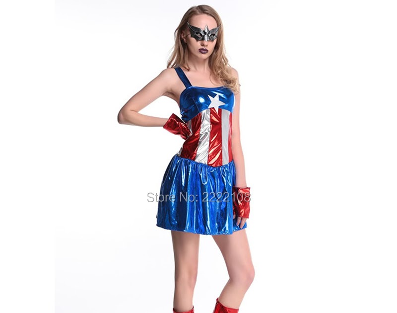 Sexy Captain America Movie Costume Women Halloween Cosplay Costume