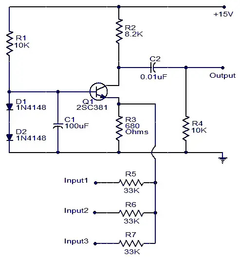 TECH_INTELIGENT: SINGLE TRANSISTOR AUDIO MIXER