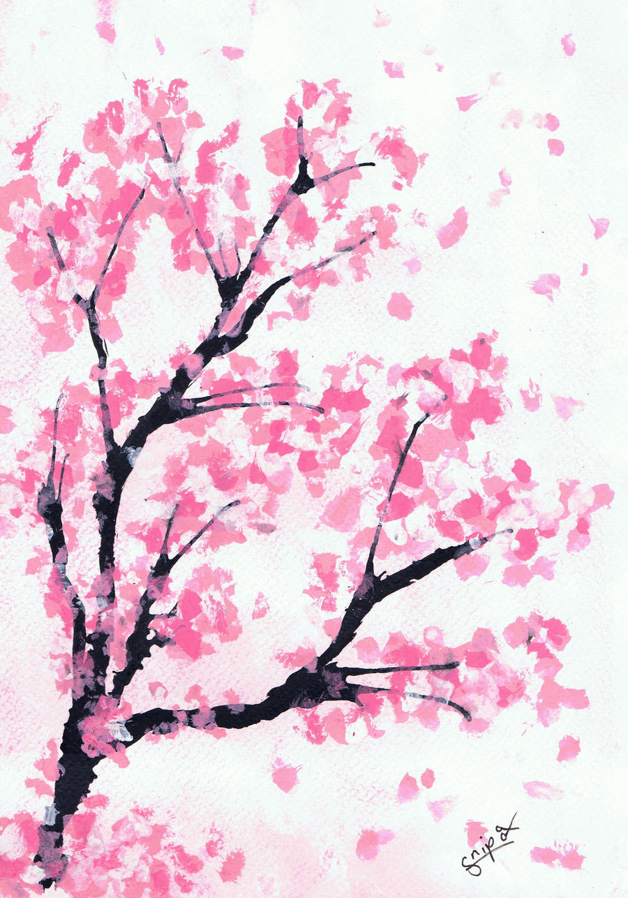 Anime Simple Cherry Blossom Tree Drawing