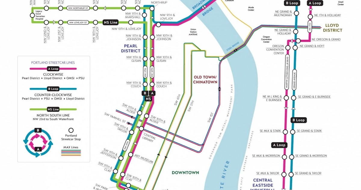 Portland Streetcar Schedule And Map Tour Map