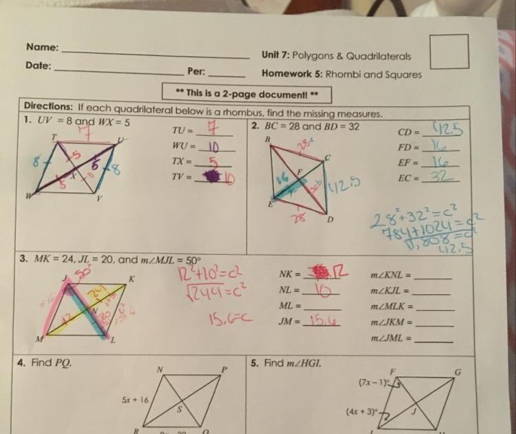 Properties Of Polygons Worksheet Answer Key