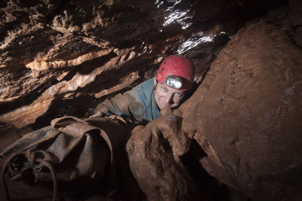 Quite a feat: David Rose in the breakthrough dig in Reservoir Hole Cave, Cheddar Gorge, Somerset. Beyond this tight section of passage, explorers found the Frozen Deep Chamber