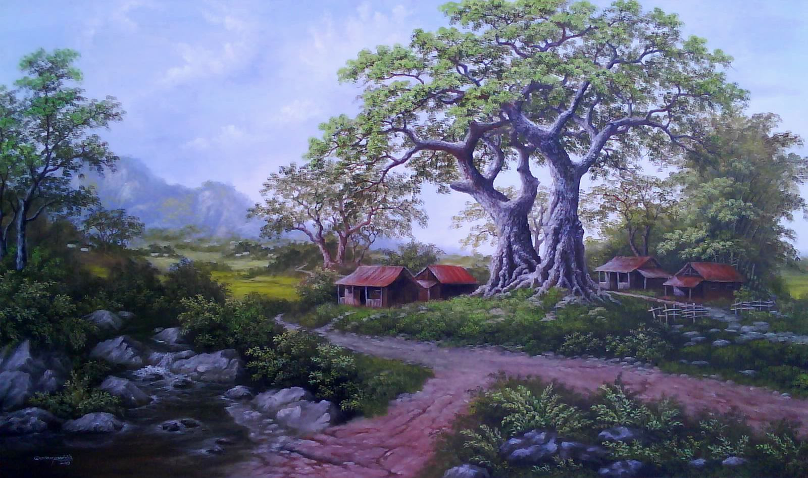 Qomaruddin Painter Lukisan Pemandangan Desa Qomaruddin Painter Lukisan Pemandangan Desa