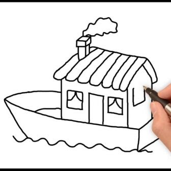 Kids Simple Boat House Drawing - ezzeyn