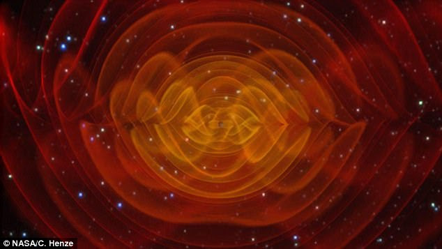 The Laser Interferometer Gravitational-Wave Observatory has previously recorded gravitational waves (pictured) from three massive explosions. On these occasions, the waves were created by black holes smashing together with enormous energy (artist's impression)