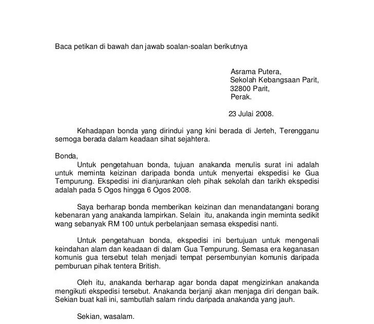 Contoh Surat Rasmi Rayuan Ke Universiti