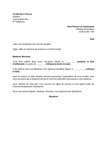 Sample Cover Letter Exemple De Lettre De Justification D'absence Au