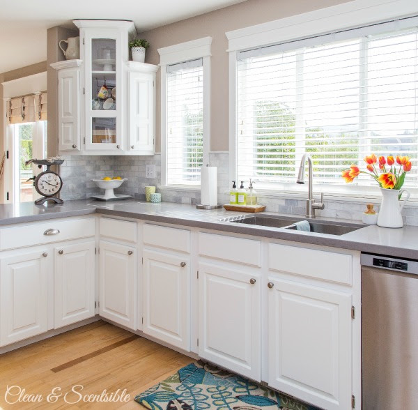 Beautiful white kitchen from Clean and Scentsible.