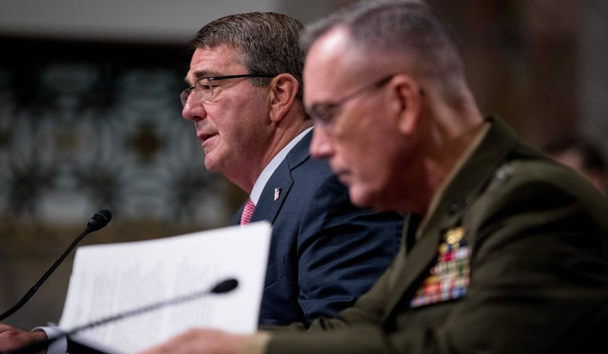 Defense Secretary Ashton Carter and Gen. Joseph Dunford, chairman of the Joint Chiefs of Staff, disagree on some of the Obama administration's policies for the military. Rep. Duncan Hunter is calling for a reversal of women in the infantry, open transgender troops and the near-banishment of the word "man" in titles. (Associated Press)