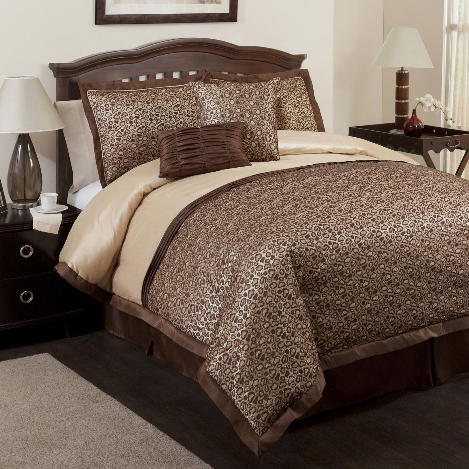 Triangle Home Fashions Leopard Brown 6 Piece Comforter Set: California ...