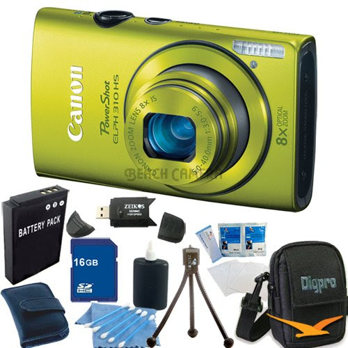 Best Canon PowerShot ELPH 310 HS 12MP Green Digital Camera 16GB Bundle