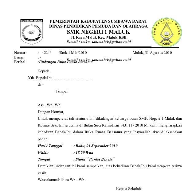 Contoh surat undangan santunan anak yatim