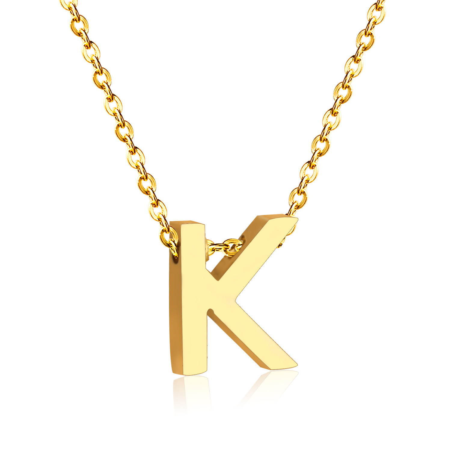 LUXUSTEEL Women Classic Alphabet Letter Necklace A Z Shape Pendant