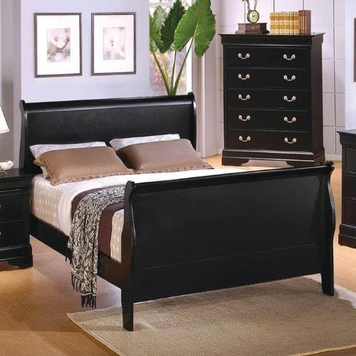 FurnitureDecor 26: Check price Full Size Sleigh Bed Louis Philippe Style in Black Finish