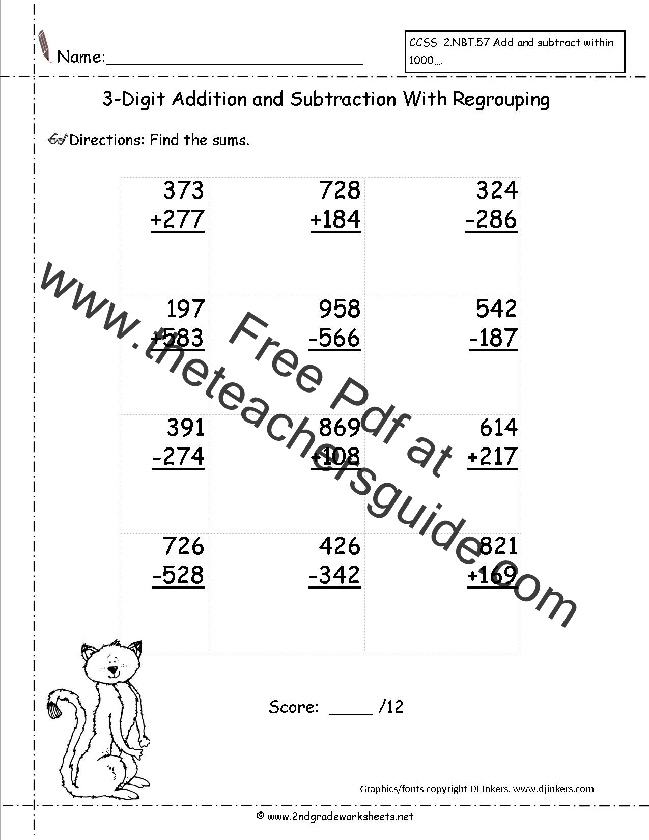 3 Digit Subtraction Regrouping Worksheet Pdf / 2 Digit Subtraction