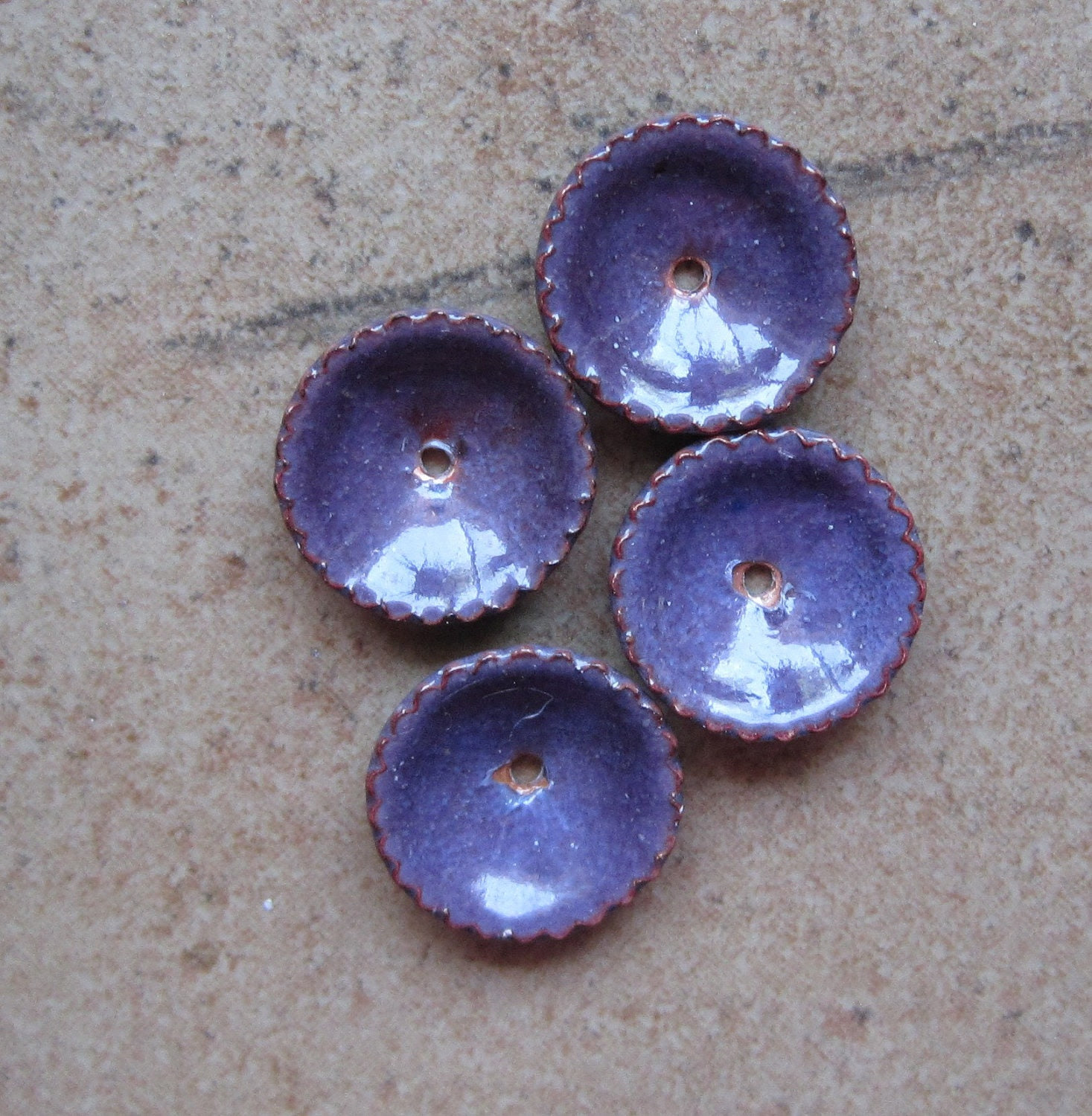 enameled bead caps by Sue Kennedy