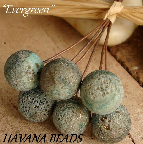 Sale Entire Store - EVERGREEN FOSSILIZED Round Headpins - Set of 6 Handmade Lampwork Head Pins - HavanaBeads Sale Entire Store - EVERGREEN FOSSILIZED Round Headpins - Set of 6 Handmade Lampwork Head Pins - HavanaBeads