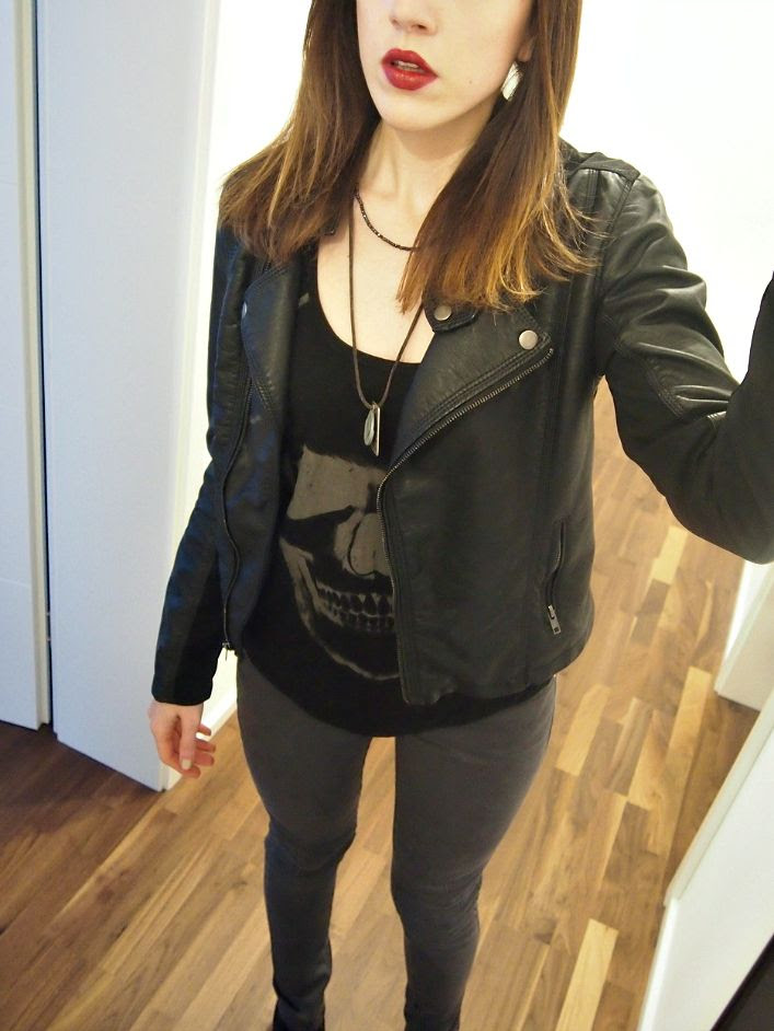 Outfit of the day - Lederjacke Fashion, look, grau