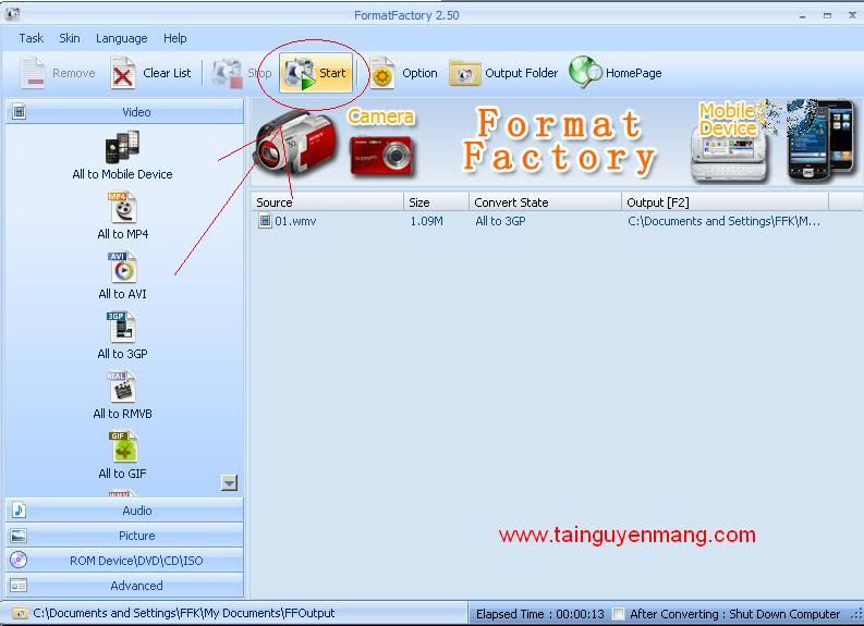 Hướng dẫn chuyển đổi video thành các đuôi khác nhau bằng Format Factory -
