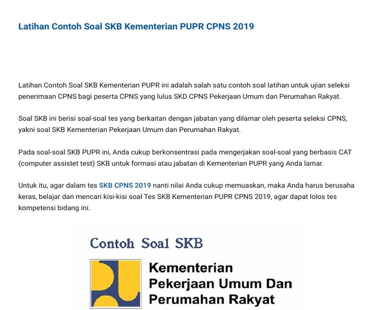 Contoh Soal Cpns Pupr Dan Pembahasannya Pdf - Tugas Kelompok