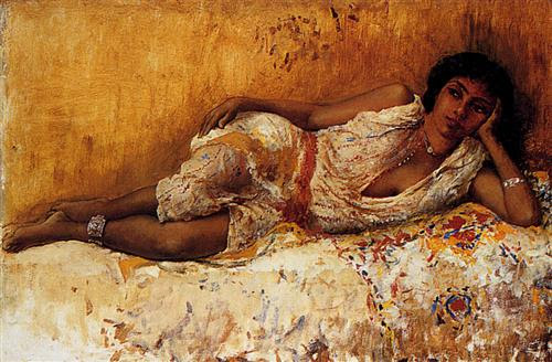 Moorish Girl Lying On A Couch Rabat, Morocco - Edwin Lord Weeks