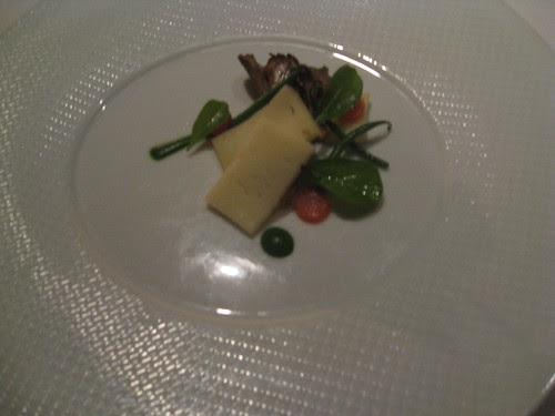 French Laundry - August 2009 - Tomme du Berger cheese, Hen of the Woods Mushrooms, Haricots Verde and Arugula