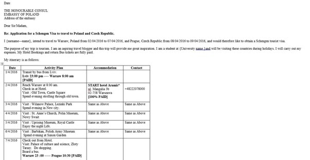 Invitation Letter Sample For Schengen Visa | Master of Template Document
