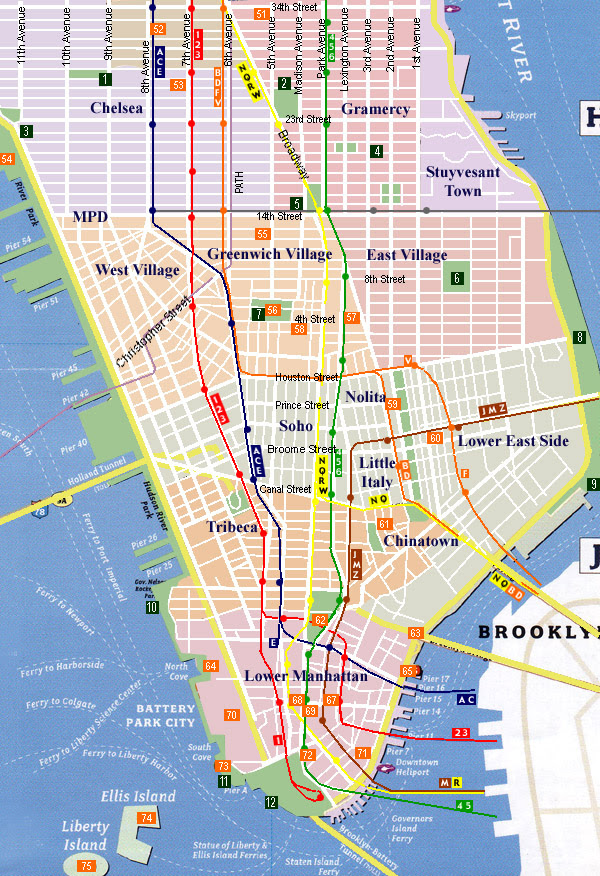 New York Downtown Map | Tourist Map Of English