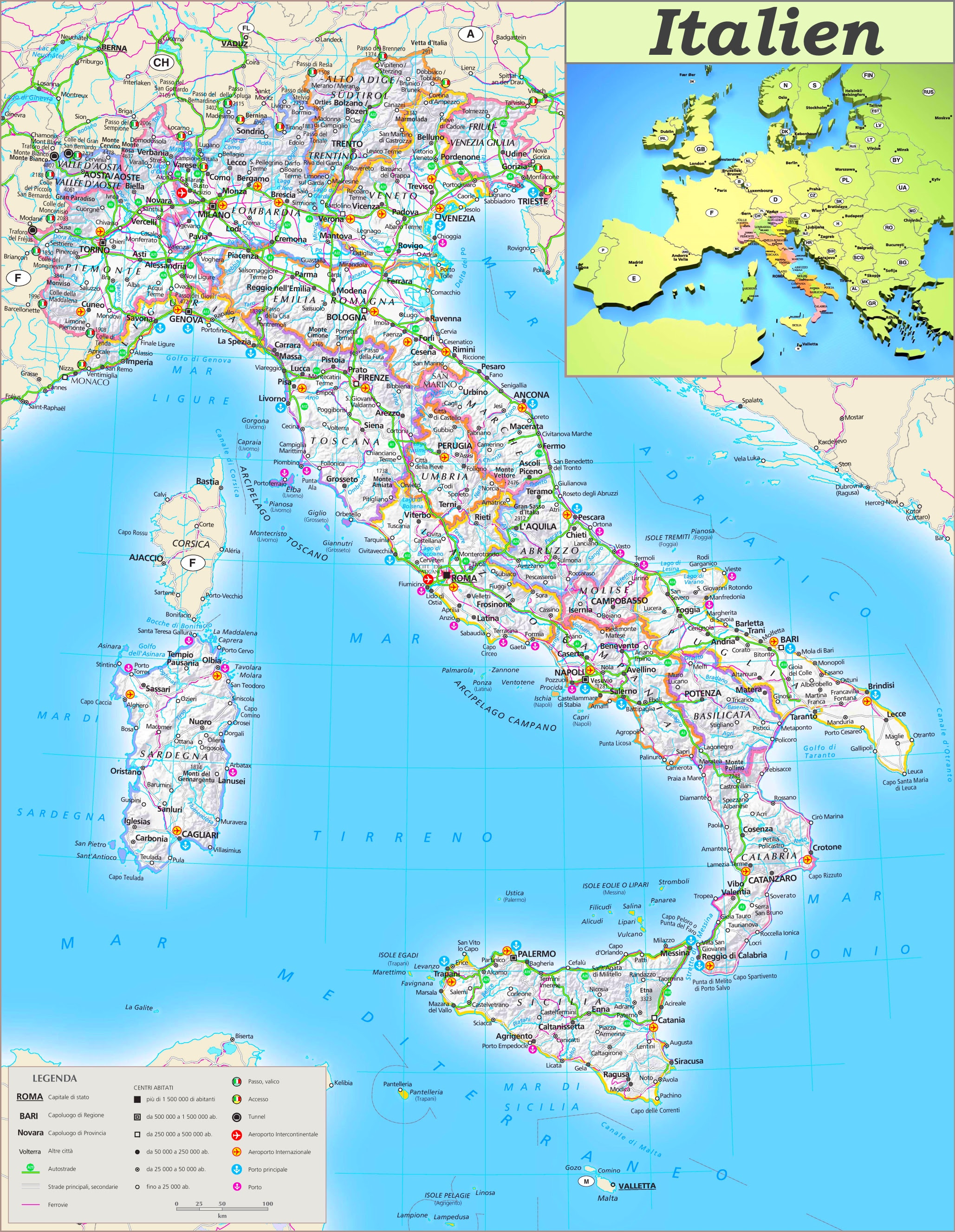 Italien Karte Große Städte