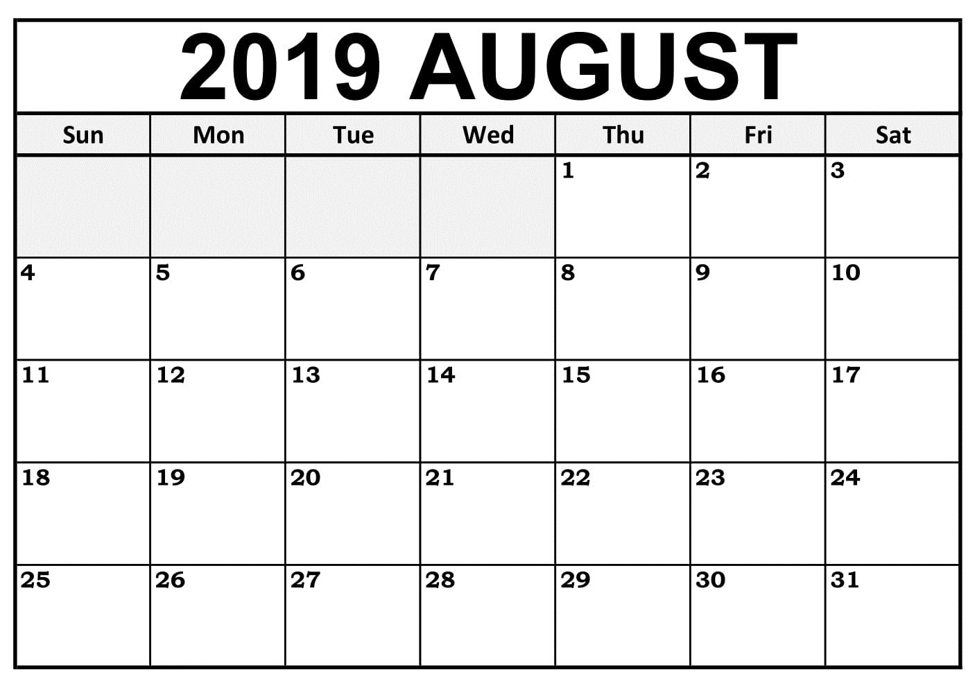 Printable August Calendars