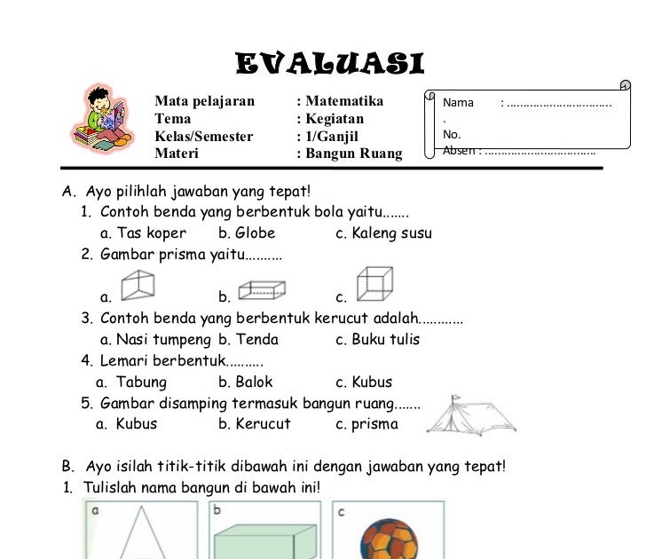 Contoh Latihan Soal: Contoh Soal Matematika Kelas 2 Sd Tentang Bangun Ruang