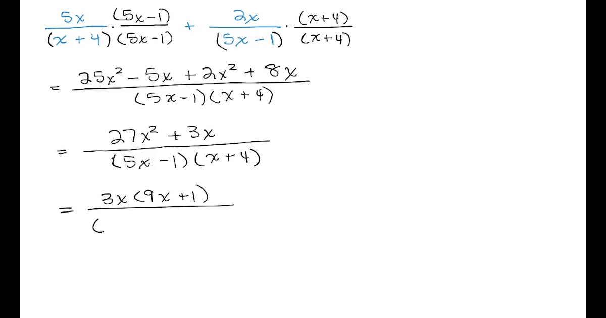 Addition Of Rational Expressions With Unequal Denominators - Carol Jone