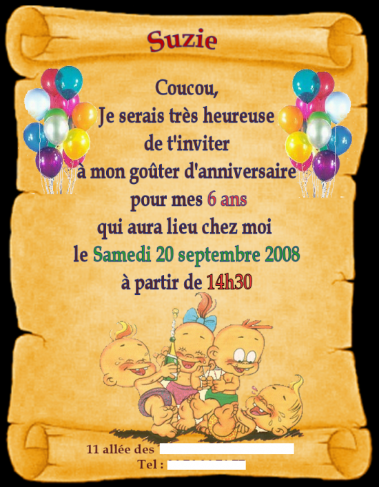 Exemple Carte Invitation Anniversaire