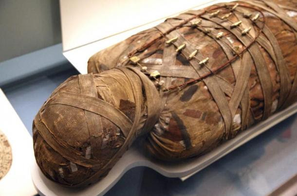 Egyptian mummy at the British Museum, London.