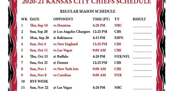 View 12 Chiefs Schedule 2021-2022 Printable - flosiyar