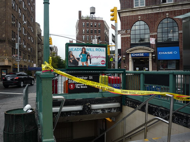 Christopher St Station, all subways closed