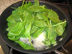sautee-ing the spinach