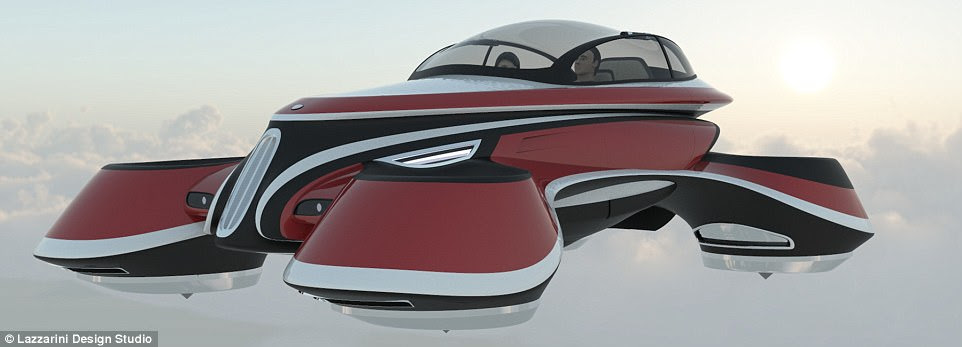 Stunning concept images have revealed an Italian designer's unique vision for a retro inspired flying vehicle. Lazzarini Design Studio has merged futuristic technology with 1920s luxury for its Hover Coupe, which resembles a cross between a Rolls Royce and something from a science fiction film