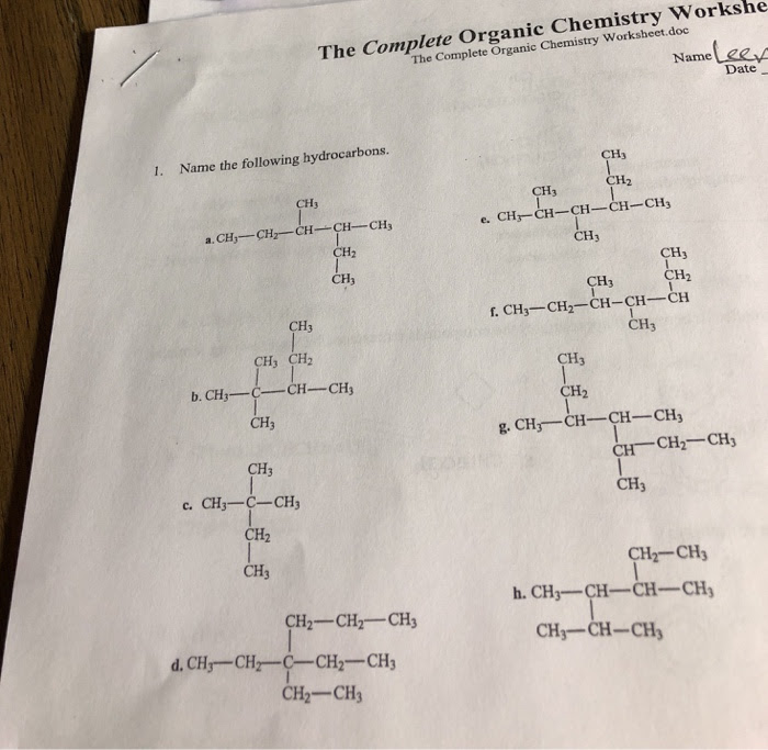 29 The Complete Organic Chemistry Worksheet Answers - Notutahituq