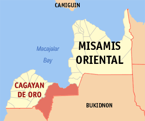 Map of Misamis Oriental showing the location o...
