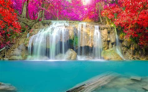 Wallpaper Waterfall, Thailand, Erawan Falls, Erawan Wallpaper Waterfall, Thailand, Erawan Falls, Erawan