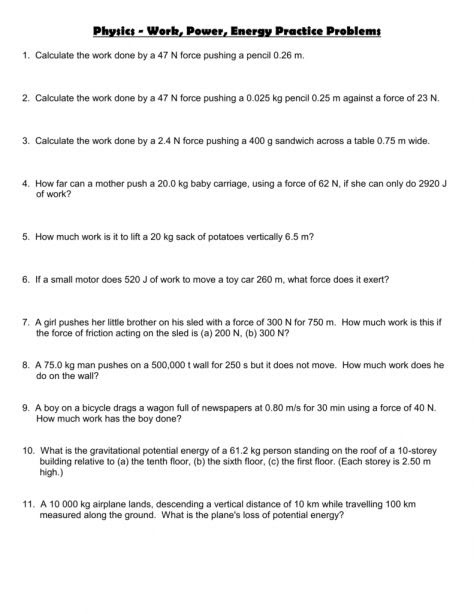 Calculating Work Worksheets With Answers - BLOGBUDAKSEKOAHFIQA