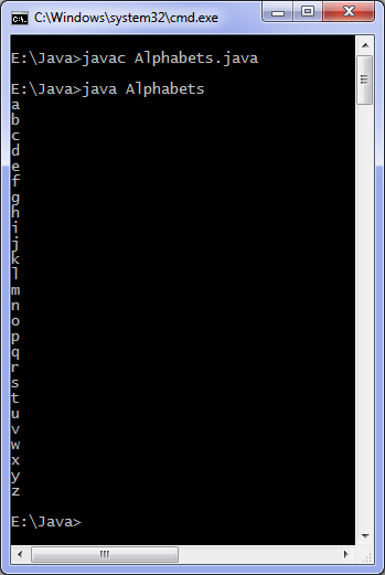 lassana-java-program-to-print-alphabets