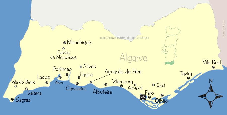Map Algarve Coast Portugal | Islands With Names