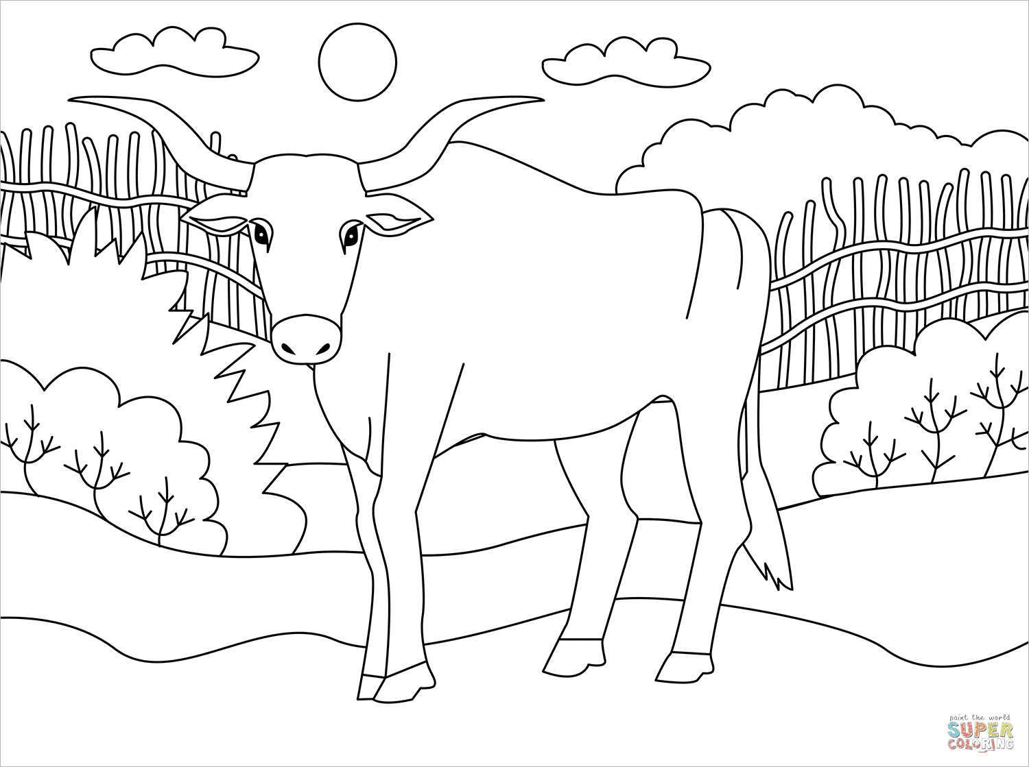 Printable Ox Coloring Page - 254+ Svg Png Eps Dxf In Zip File